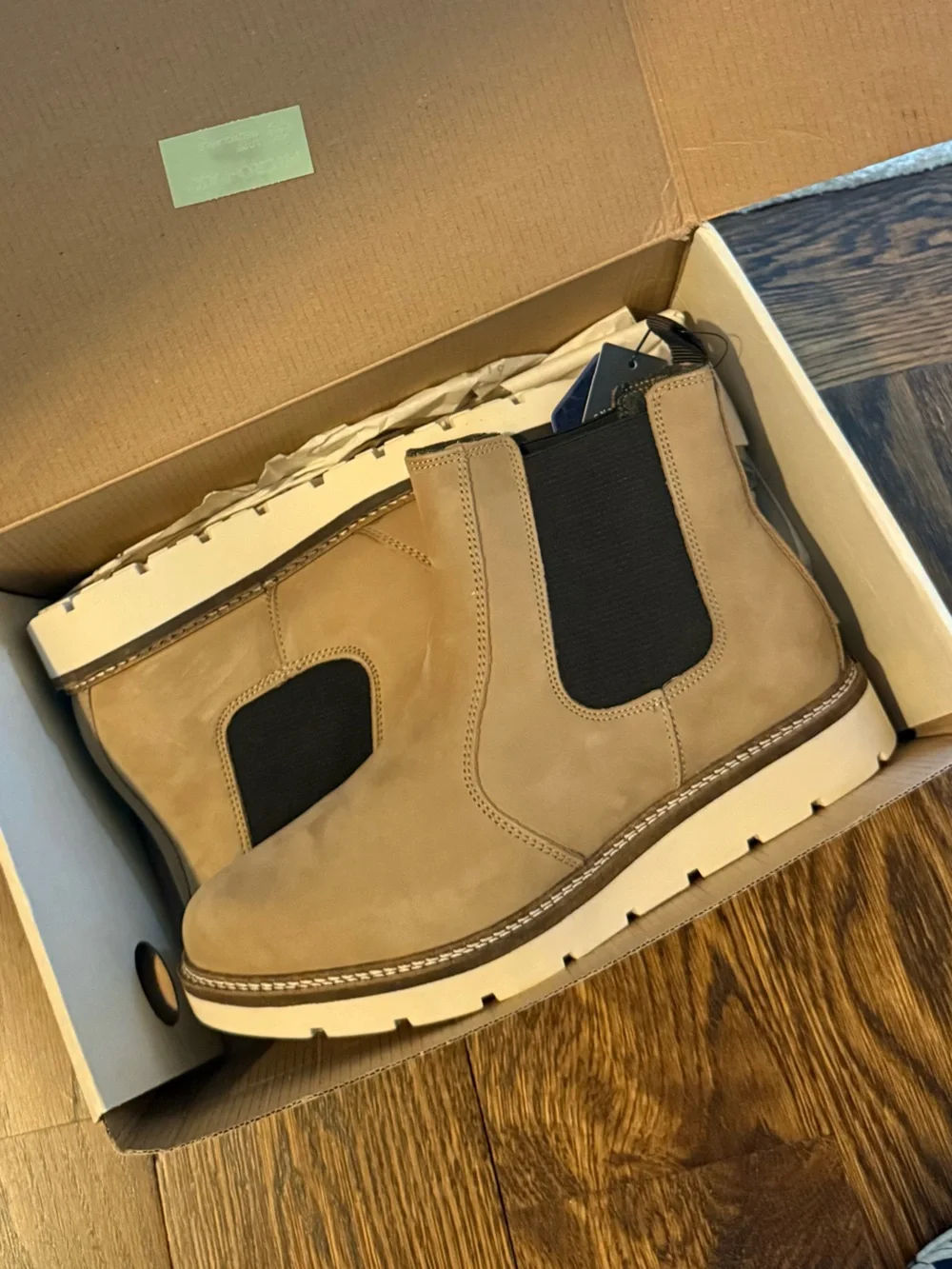 Women’s Chelsea Boots in Tan with Black Elastic Panels - Picture 6 of 6
